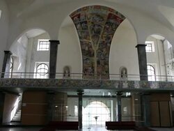 Caltagirone, galleria Luigi Sturzo (Palazzo Senatorio), interior view of the ceramic panels Stock Footage