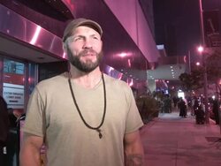 Randy Couture on Georges St Pierre & Evander Holyf Stock Footage