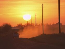 WS Truck driving through road / Hooker, OK, USA Stock Footage