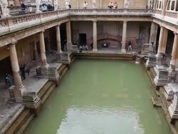 Bath, view of the Roman Baths in the city Stock Footage