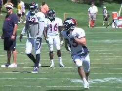 Denver Broncos wide receivers at practice Stock Footage
