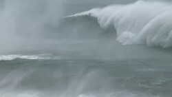 Massive Waves Crash Ashore During Typhoon Soudelor Stock Footage