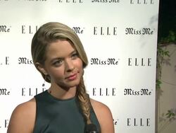 INTERVIEW: Sascha Peiterse on her dress, on tonight's event at Elle Magazine And Sarah Hyland Hosts Songbirds' Miss Me Album Release Party Stock Footage