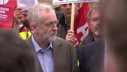 Jeremy Corbyn at Rally to nationalise rail network News Clip