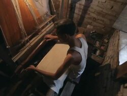 MS HA Man weaving on loom / India Stock Footage