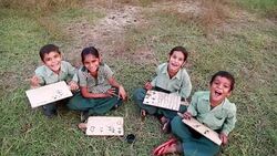 Primary school students writing wearing uniform Stock Footage