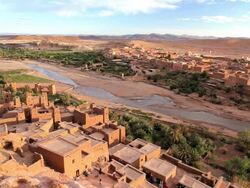 The Fortified town of AitÃ‚Â  Benhaddou, nr Quarzazate, High Atlas Mountains, Morocco, Africa Stock Footage