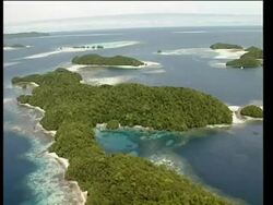 Aerial of Polynesian islands, Pacific Ocean Stock Footage