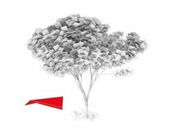 Red Origami Bird Transforms and Flies By Tree Stock Footage