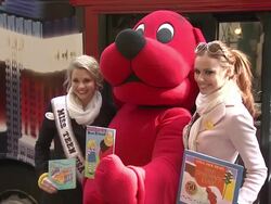 Miss Teen USA Danielle Doty, Clifford the Big Red Dog and Miss USA Alyssa Campanella at 2012 World Read Aloud Day Celebration on 3/7/2012 in New York, NY, United States Stock Footage