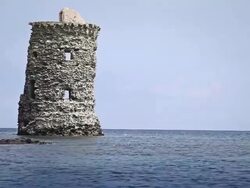 Ruins of genovese tower in Corsica: Le Sentier des Douaniers Stock Footage