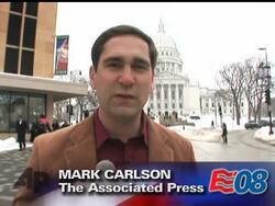 Republican presidential hopeful Mike Huckabee campaigns in Wisconsin, a place he acknowledges leans more to the left than his politics. Huckabee wants votes ahead of Tuesday's primary, even as Mitt Romney endorses John McCain News Clip