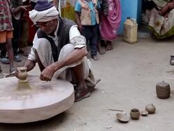 WS View of Man making Pots in small Village / Murshidabad, West Bengal, India  Stock Footage