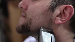 Cutting beard. Close up Stock Footage