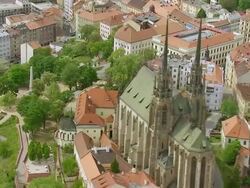 WS AERIAL View of church / Brno, Brno City District, Czech Republic Stock Footage