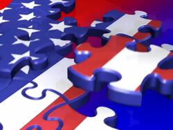 (Loop) US Flags in Puzzles Stock Footage