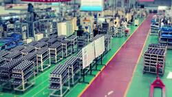 Workers in factory warehouse Stock Footage