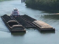 Tug Boat and Barges Stock Footage