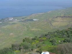 Kfar Haruv, an Israeli settlement, kibbutz, located in the southern Golan Heights, Israel Stock Footage