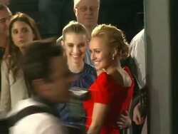 Emma Roberts and Hayden Panettiere at the AXE Shower Presents The World Premiere Of 'Scream 4' at Hollywood CA. (Footage by WireImage Video/GettyImages) Stock Footage