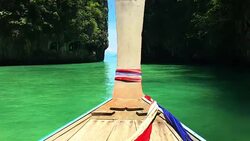 Thailand, Drive On Long tail Boat At Krabi Islands Stock Footage