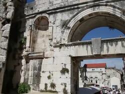 Split, Plalace of Diocletian, walls and the silver gate Stock Footage