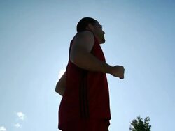 Man running in the sunlight Stock Footage