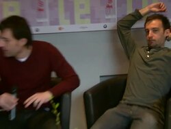 Oskar Santos and Alejandro Amenabar at the El Mal Ajeno (For the Good of Others) Interviews: 60th Berlin film festival at Berlin . (Footage by WireImage Video/GettyImages) Stock Footage