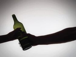 HD: Two Hands Pulling For Bottle Stock Footage