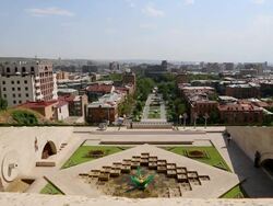 Yerevan, Cascade, view of statues and gardens Stock Footage