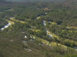 MS AERIAL Shot of Wade Hampton golf club / North Carolina, United States Stock Footage