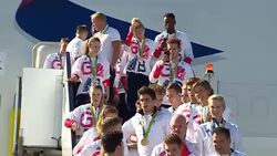 Team GB Arrive At Heathrow News Clip