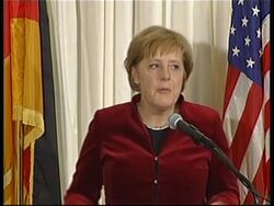 Chancellor Angela Merkel gives speech at Blair House News Clip