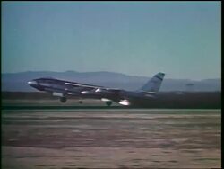 1960s PAN B-47 bomber taking off from runway / Cold War / documentary Stock Footage