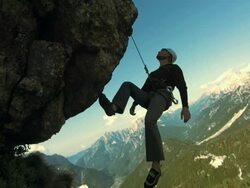 HD: Climber Hanging On A Rope Stock Footage