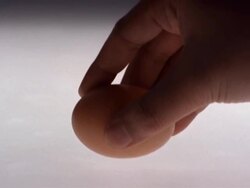 CU, Hand placing egg on white background Stock Footage