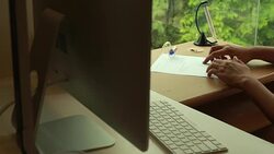 Businessman working at office desk Stock Footage