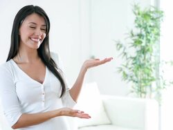 Woman welcoming people into the house Stock Footage