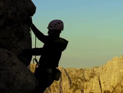 HD: Climbing On A Steep Cliff Stock Footage
