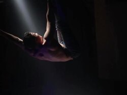 MS TS Shot of Hunky topless man performing gymnastic display in bath / London, United Kingdom Stock Footage
