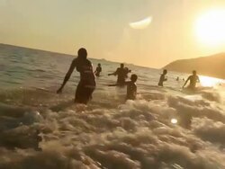 Ocean, waves, people Stock Footage