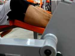 Body builder - Prone leg curl Stock Footage