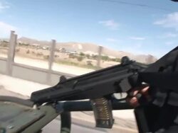MS TU Shot of Mexican Army survey streets as they drive through AUDIO / Ciudad Juarez, Juarez, Mexico Stock Footage
