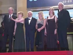 Jim Broadbent, Lesley Manville, director Mike Leigh, Lesley Manville, Ruth Sheen and producer Dick Pope at the Another Year Premiere: Cannes 2010 Film Festival at Cannes . (Footage by WireImage Video/GettyImages) Stock Footage