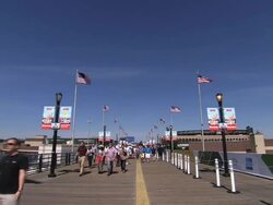 The bridge between Citi Field and Arthur Ashe Tennis Stadium Stock Footage
