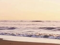 Waves hitting the beach at sunset, North Sea, two takes Stock Footage