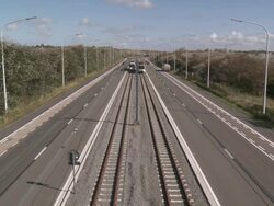 WS View of tram line of the coast / Ostend, Flanders, Belgium Stock Footage