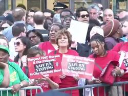 City Workers Rally For A New Contract At City Hall Stock Footage