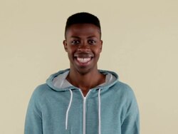 MCS man making facial expressions giving thumbs up Stock Footage