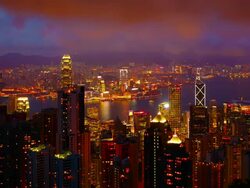 Hong Kong Skyline At Night Stock Footage